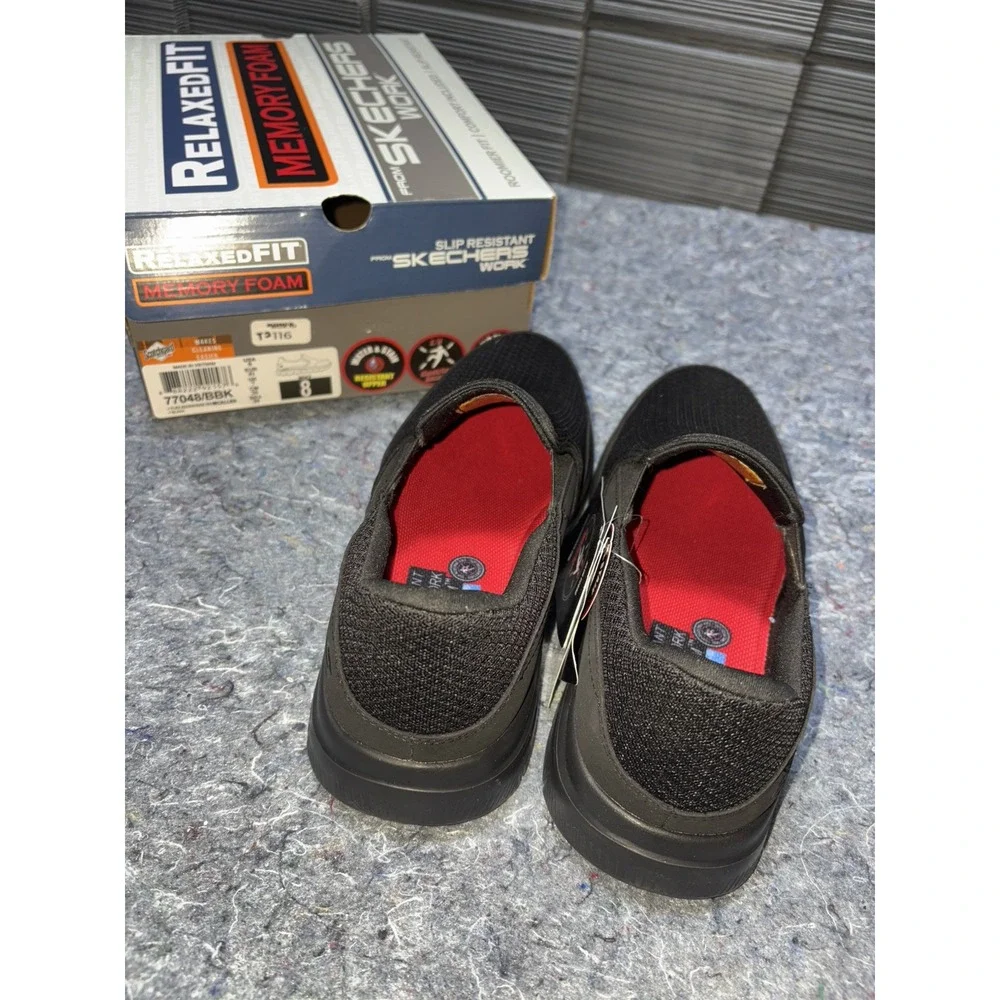 Skechers Work Men's Size 8 Flex Advantage‎ Slip Resistant Black Fast Shipping!